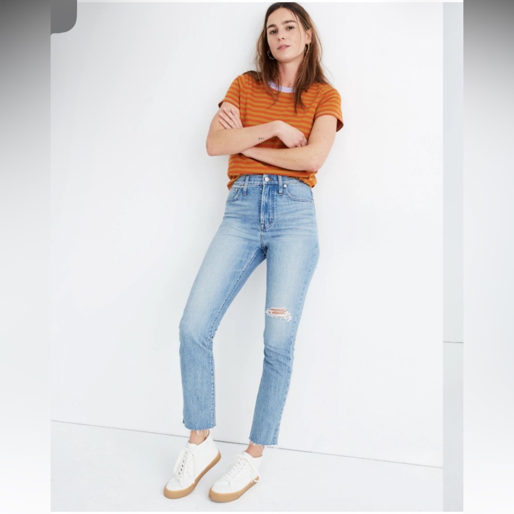Madewell Perfect Vintage Jeans 27P Rosabelle Wash Distressed Comfort Stretch NEW